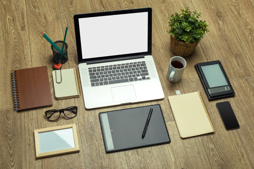 Working place of designer, close-up